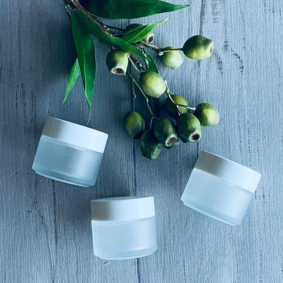 100gm Frosted Glass Jar with White Lid - centaur packaging