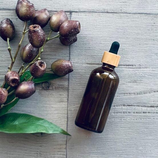 100ml Amber Glass Bottle with Bamboo Dropper - Black - centaur packaging