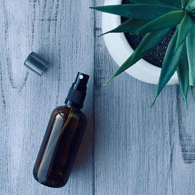 100ml Amber Glass Bottle with Black Mister Spray - centaur packaging