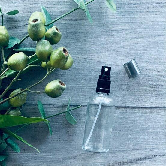 100ml Clear Glass Bottle with Black Mister Spray - centaur packaging