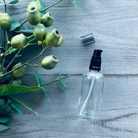 100ml Clear Glass Bottle with Black Serum Pump - centaur packaging