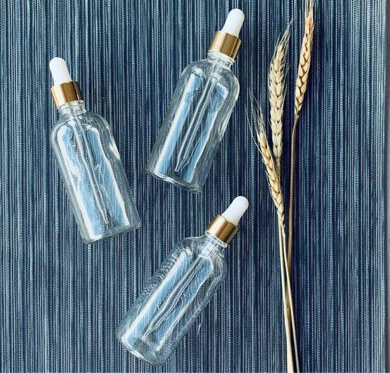 100ml Clear Glass Bottle with Gold Dropper - centaur packaging