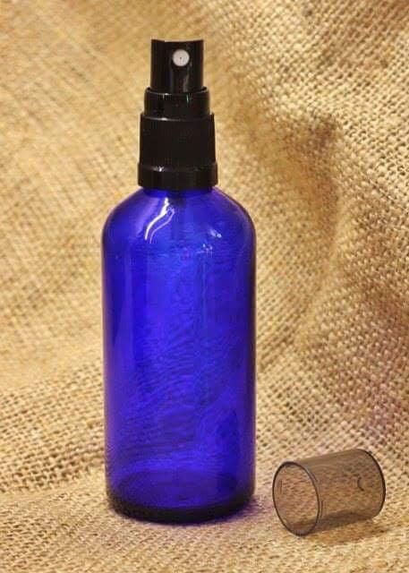 100ml Cobalt Blue Glass Bottle with Black Mister Spray - centaur packaging