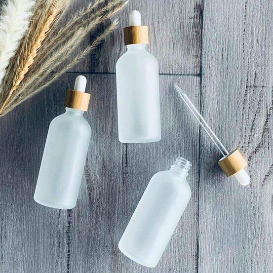100ml Frosted Glass Bottle with Bamboo Dropper - centaur packaging