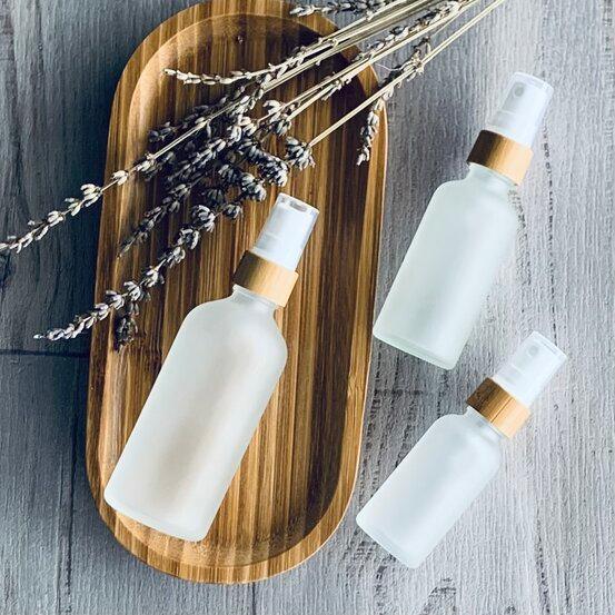100ml Frosted Glass Bottle with Bamboo Mister - centaur packaging