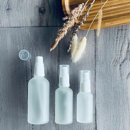 100ml Frosted Glass Bottle with White Serum Pump - centaur packaging