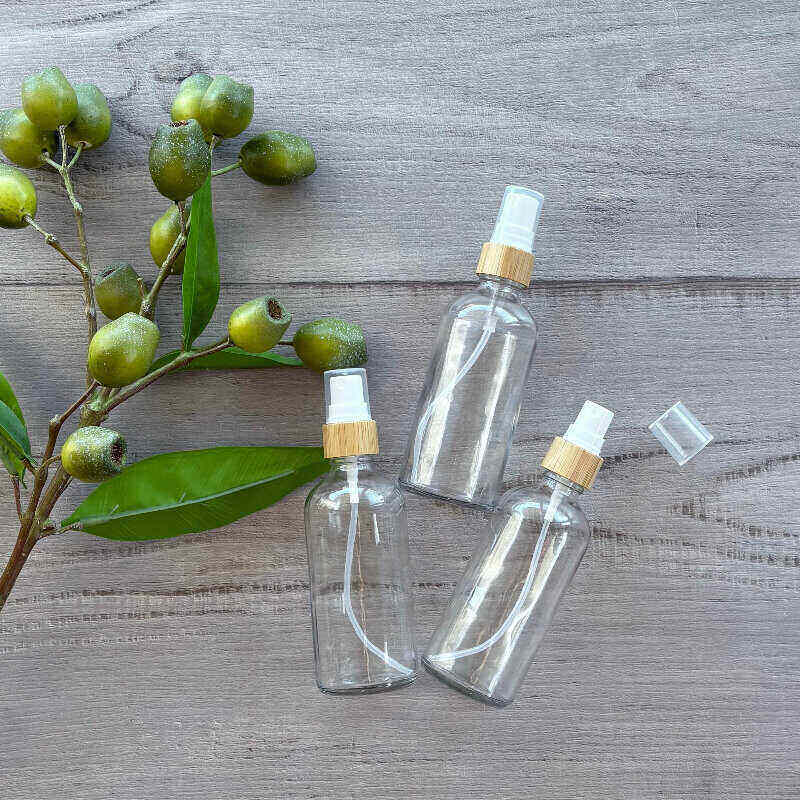 100ml clear glass bamboo mister - centaur packaging