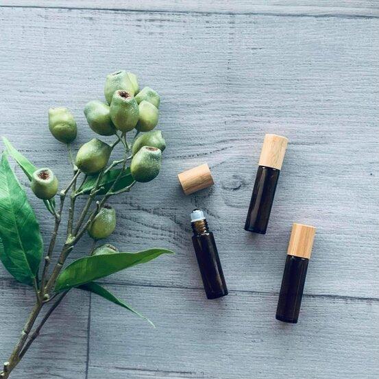 10ml Amber Roller Bottle with Bamboo Lid - centaur packaging