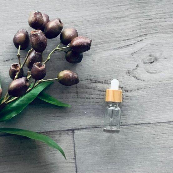 10ml Clear Glass Bottle with Bamboo Dropper - White - centaur packaging