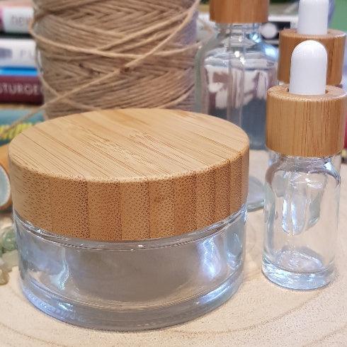 10ml Clear Glass Bottle with Bamboo Dropper - White - centaur packaging