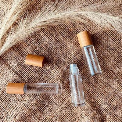 10ml Clear Roller bottle with Bamboo lid - centaur packaging