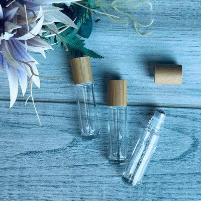 10ml Clear Roller bottle with Bamboo lid - centaur packaging