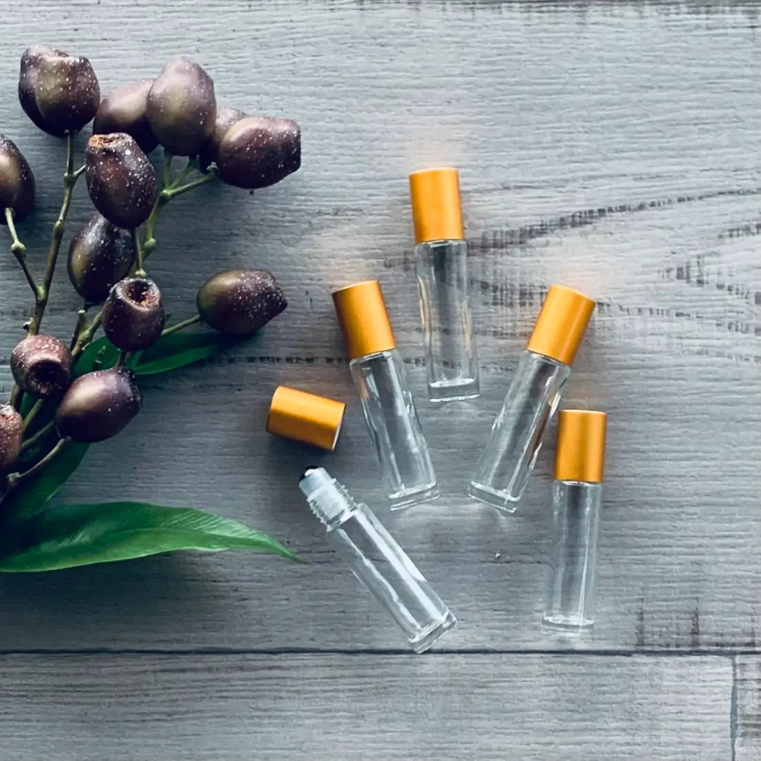 10ml Clear Roller with Deep Gold Lid - Pack of 5