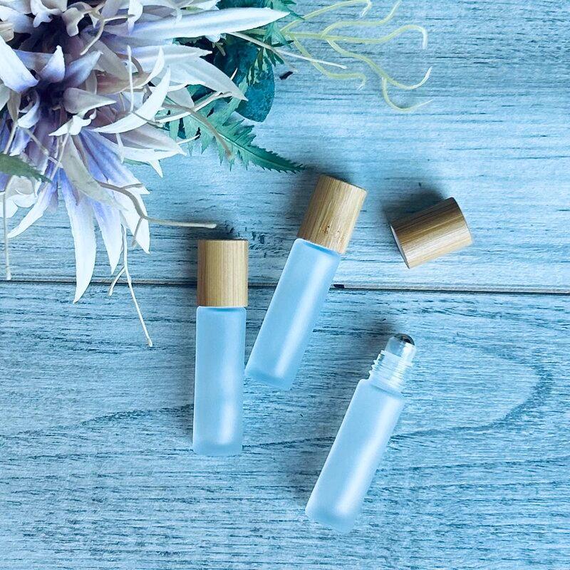 10ml Frosted Glass Roller with Bamboo Lid - centaur packaging