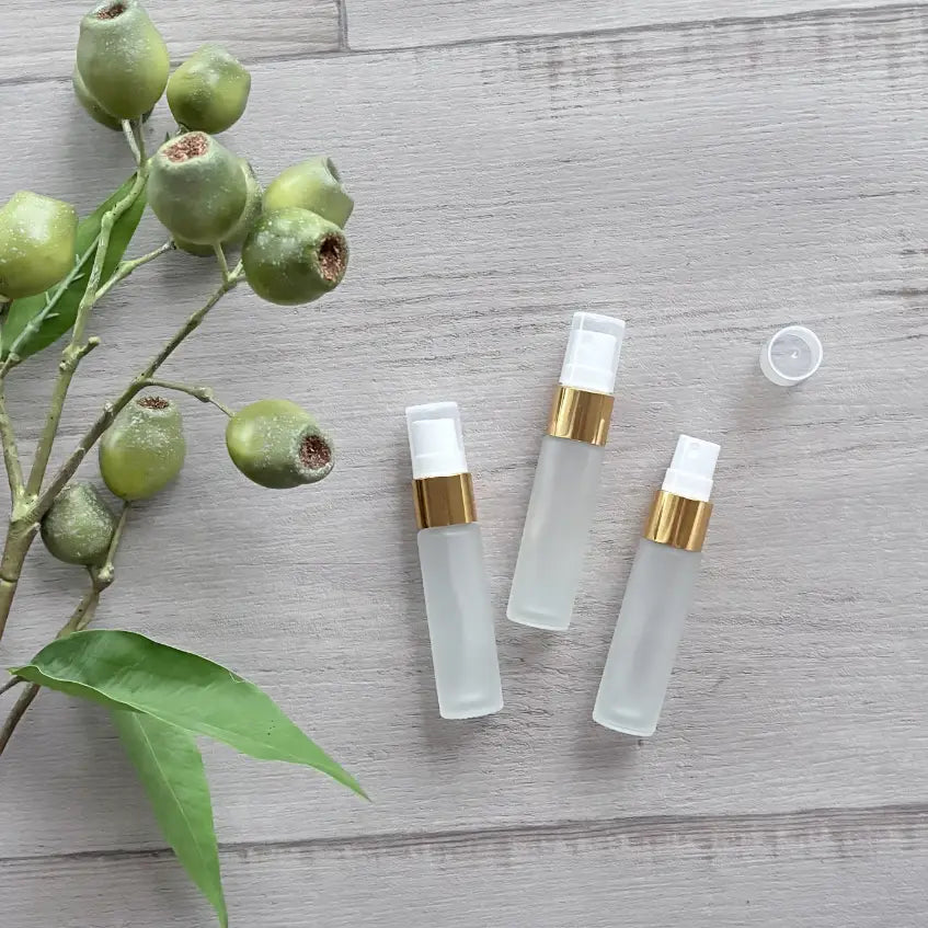 10ml Frosted Glass Bottle with Gold Mister x 3