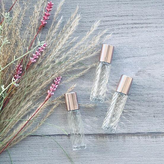 10ml Spiral Glass Bottle Roller with Blush Lid - centaur packaging