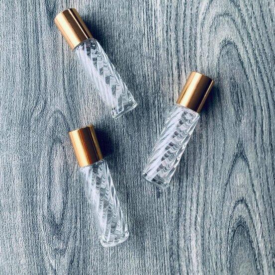 10ml Spiral Glass Bottle Roller with Gold Lid - centaur packaging