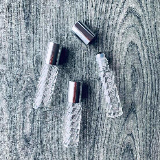 10ml Spiral Glass Bottle Roller with Silver Lid - centaur packaging