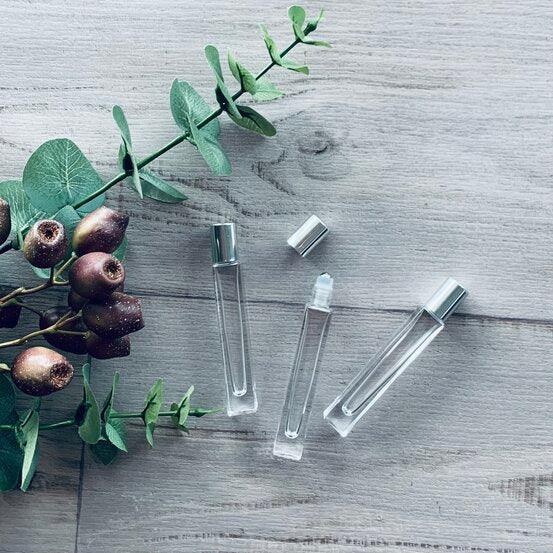 10ml Tall Square Glass Bottle with Silver Roller - centaur packaging