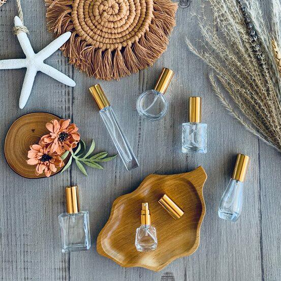 12ml Oil Drop Glass Bottle with Gold Perfume Mister - centaur packaging