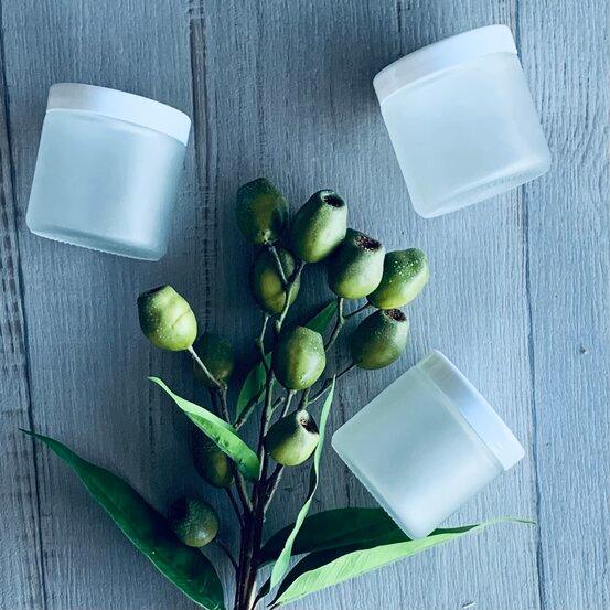 150gm Frosted Glass Jar with White lid - centaur packaging