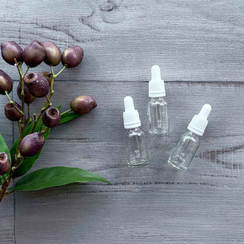 20ml Clear Thick Glass Bottle with White Dropper x 3