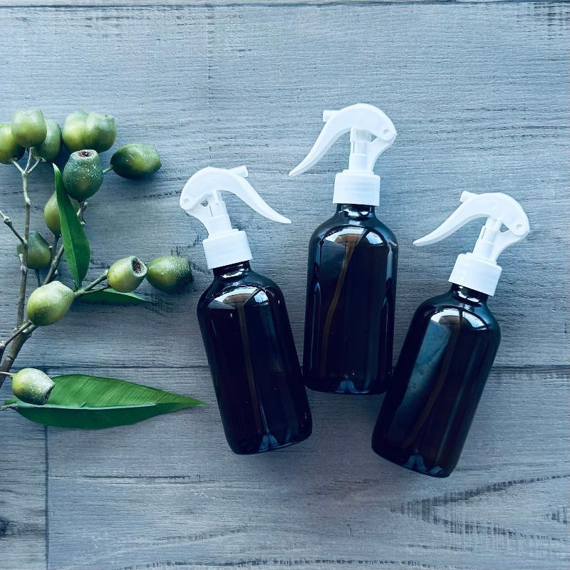 240ml glass amber bottle with white mister trigger x3