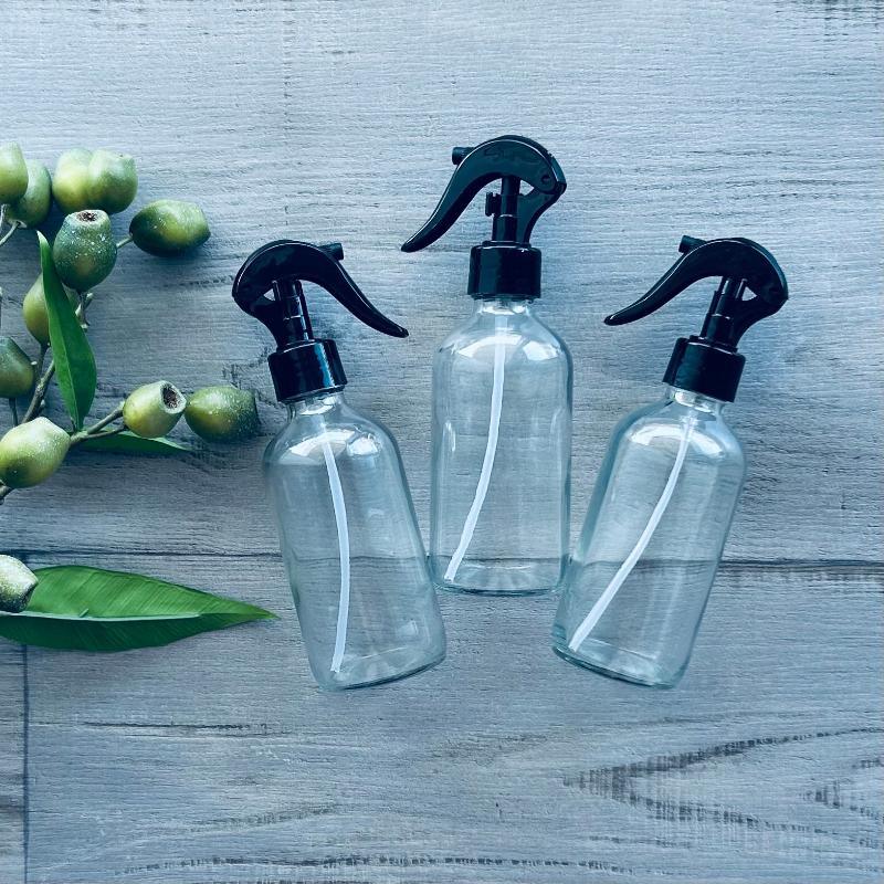 240ml glass clear bottle with black mister trigger x3