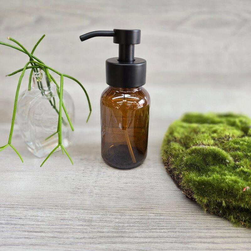 250ml Amber Glass Bottle with Black SS Foamer - Centaur Packaging