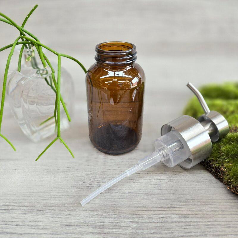 250ml Amber Glass Bottle with Silver SS Foamer - Centaur Packaging