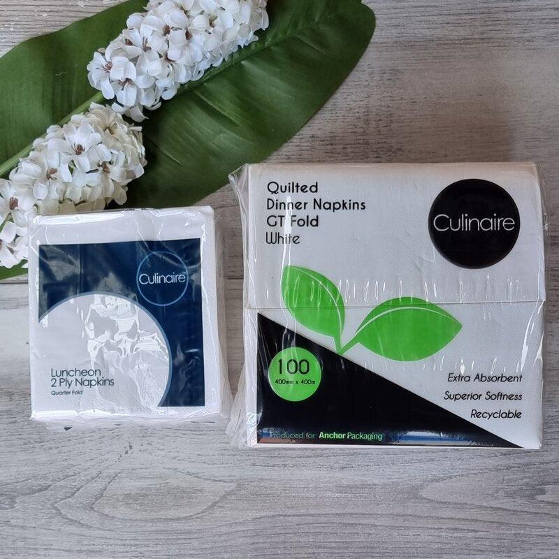 2Ply Dinner Quilted Napkins White - centaur packaging