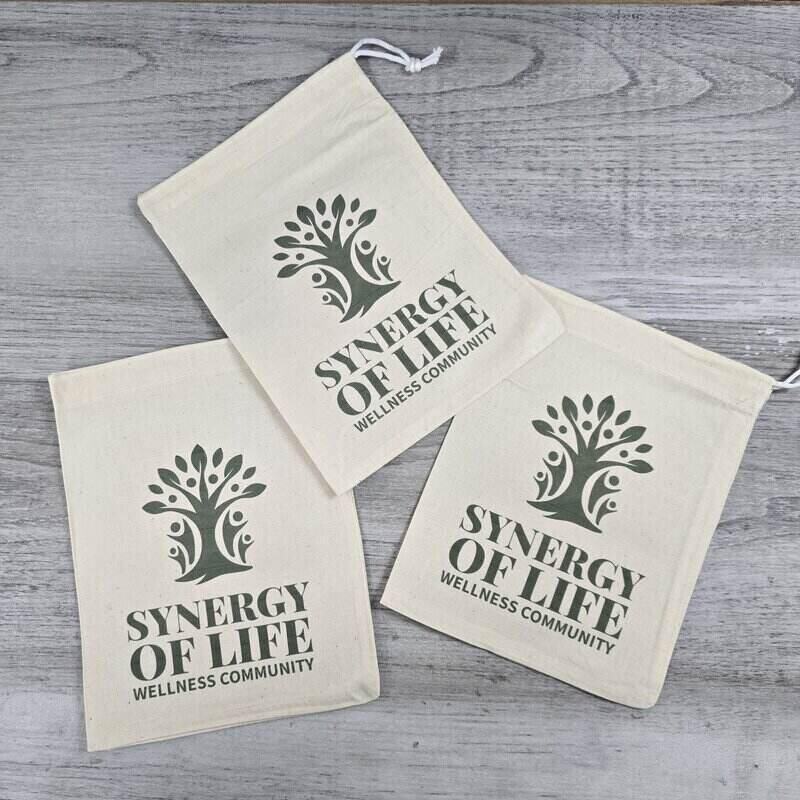 small calico food bag custom printed x 3