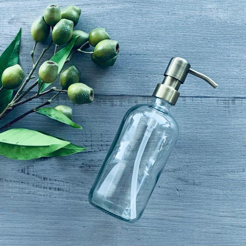 500ml Clear Glass Bottle with Antique Gold Pump - centaur packaging