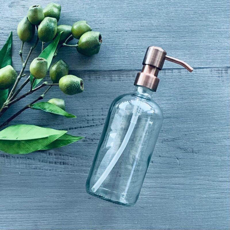 500ml Clear Glass Bottle with Antique Rose Gold Pump - centaur packaging