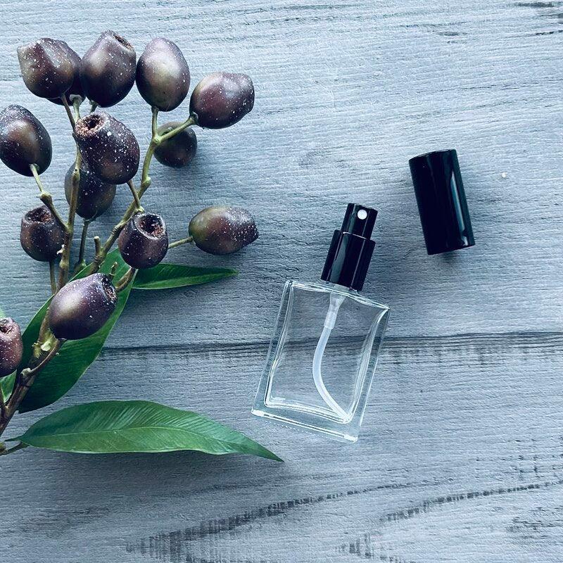 50ML SQUARE GLASS BOTTLE WITH BLACK PERFUME MISTER