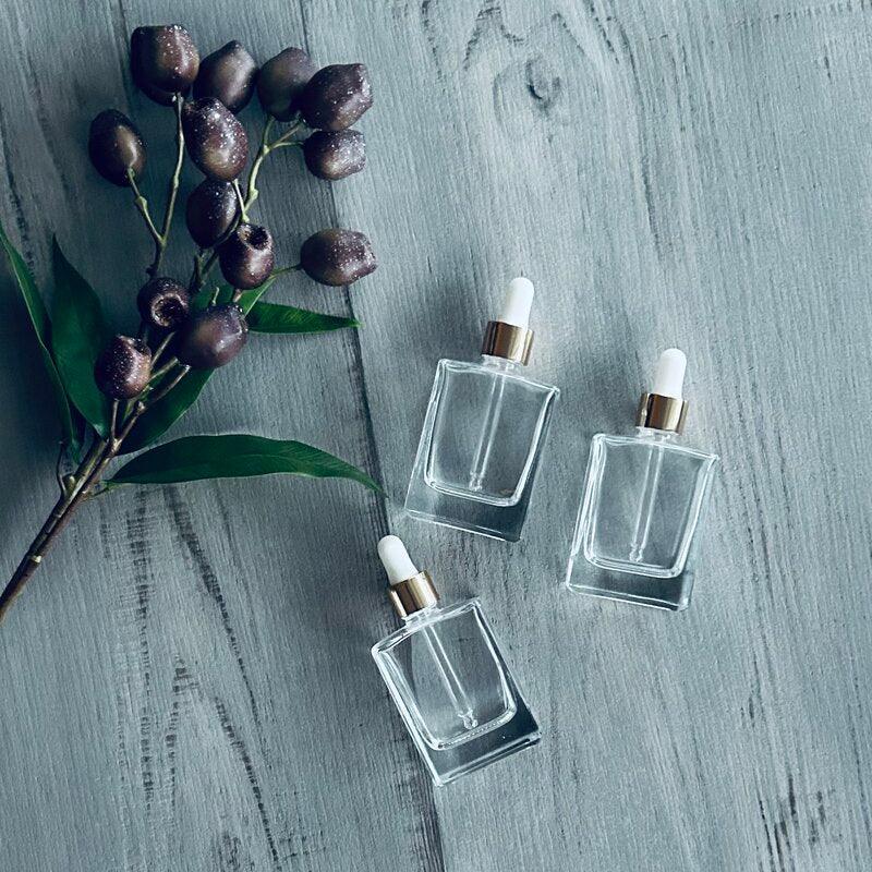 50ml Square Glass Bottle with Gold Dropper - centaur packaging