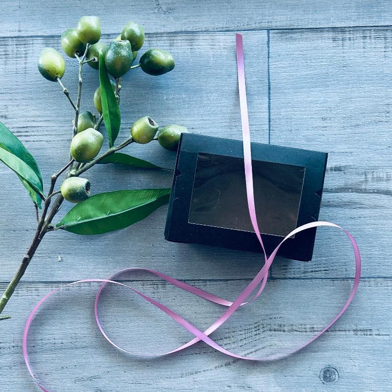 6mm double satin ribbon dark pink 25mt with black gift box