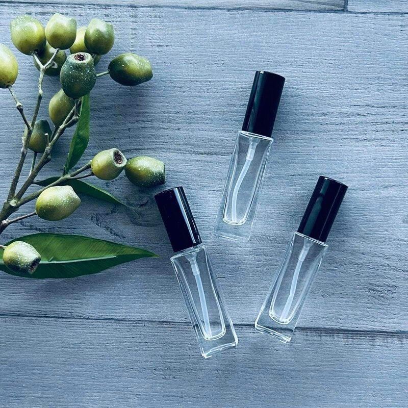 black perfume mister on 30ml tall glass bottle x3