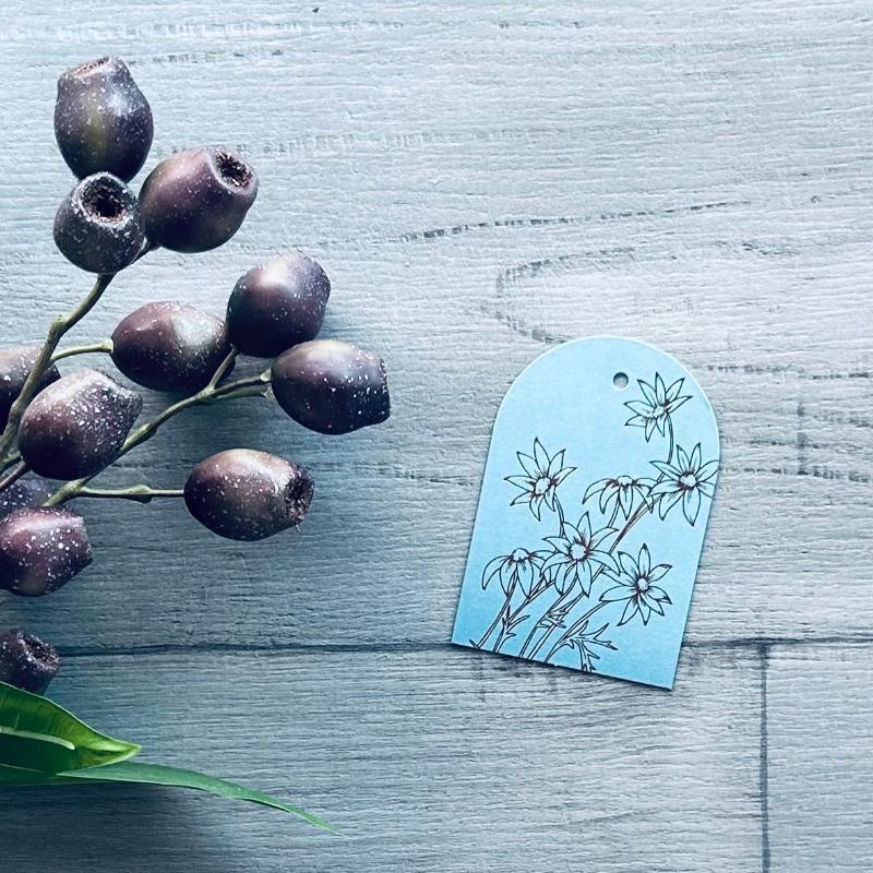 gift tag floral foil stamped blur flannel