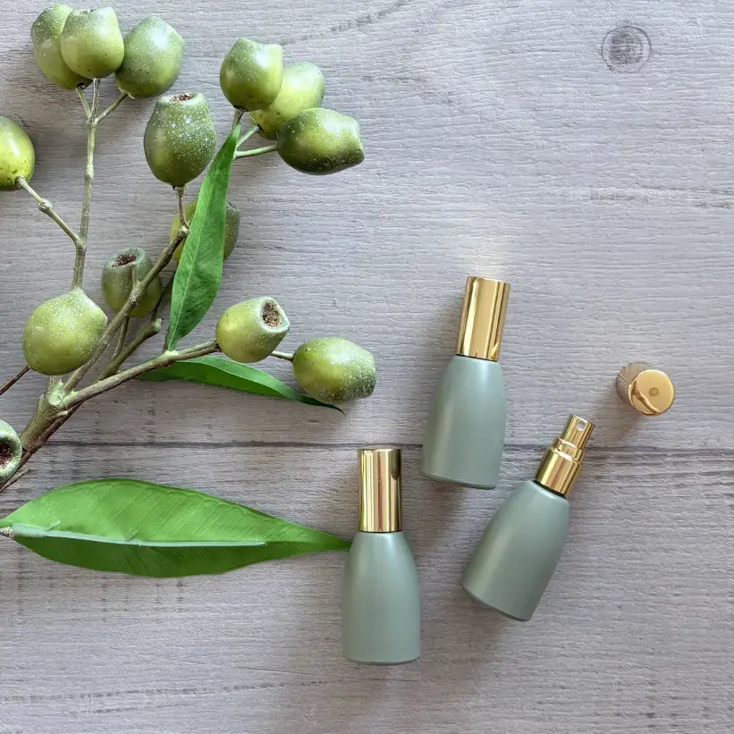 12ml tara sage bottle with gold perfume mister X 3 LID OFF