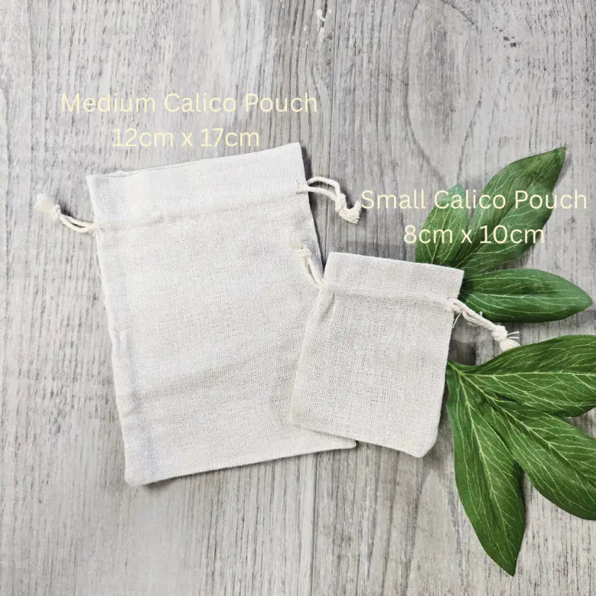 medium and small calico pouch