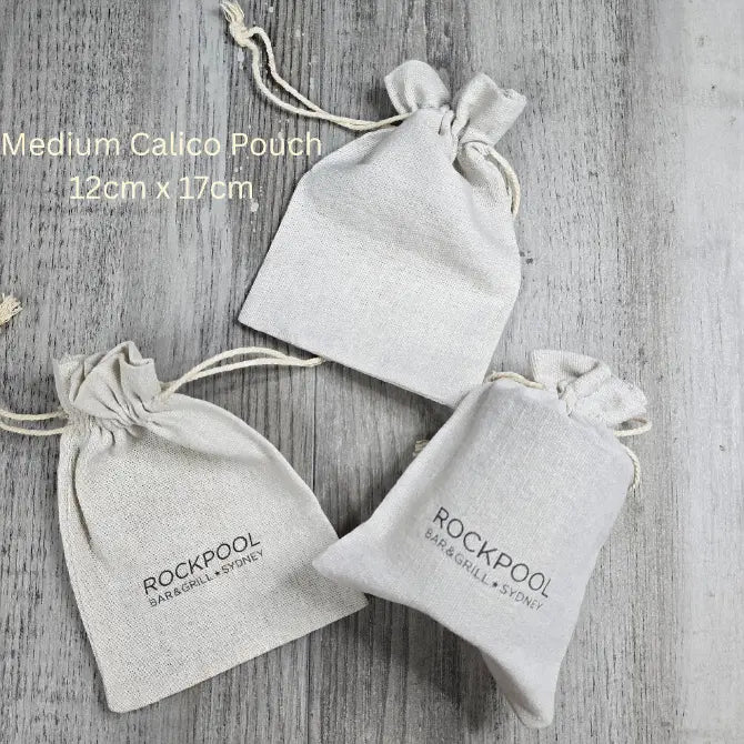 Custom Printed Natural Canvas Drawstring Pouch - Medium