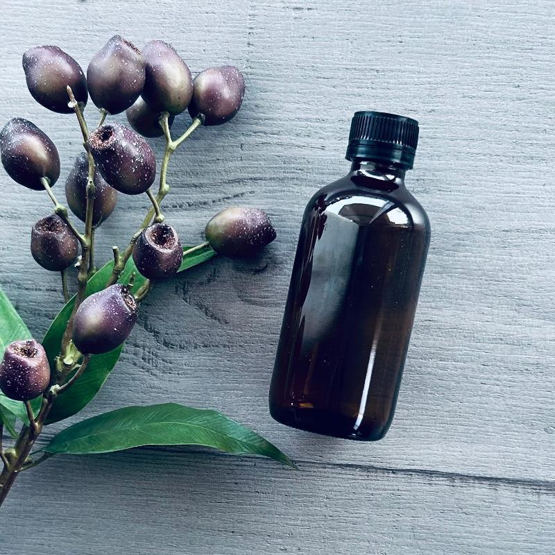 240ml amber glass bottle with black tamper evident cap