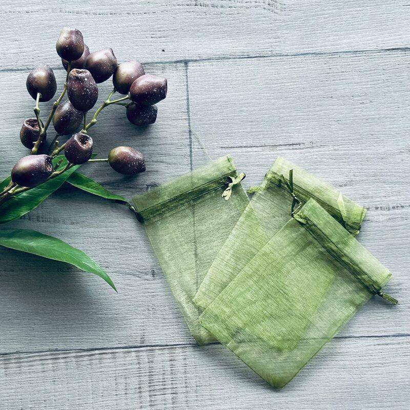 organza bags large army green