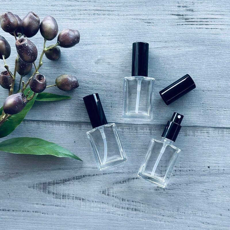 30ml square bottle with black perfume mister x 3