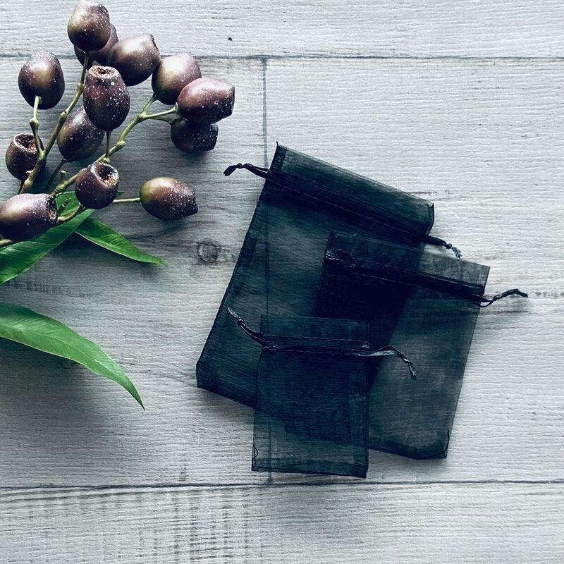 BLACK ORGANZA BAG THREE SIZES