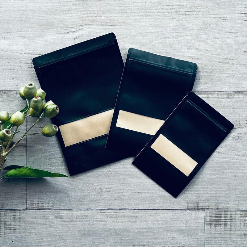 black pouches with window three sizes