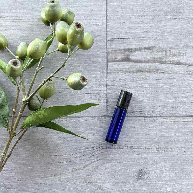 10ml Blue Roller Bottle with Brushed Black Lid - 5 Pack single bottle