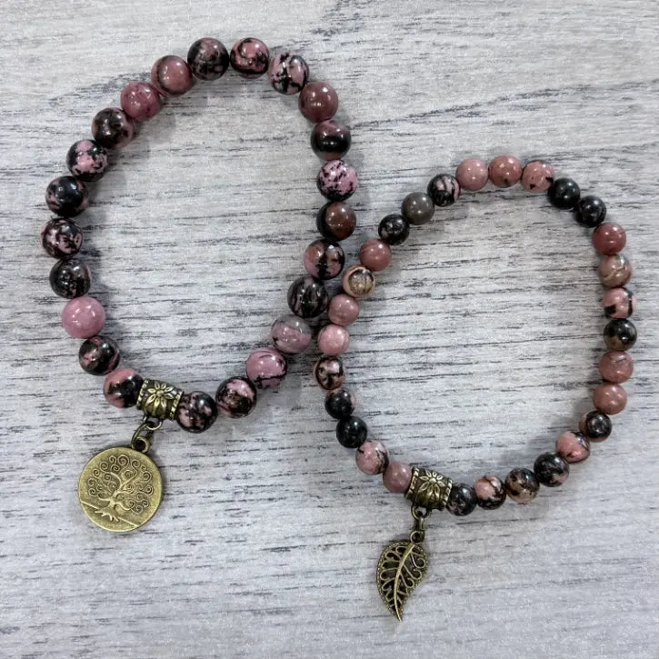 Musky pink natural stone double row bracelet