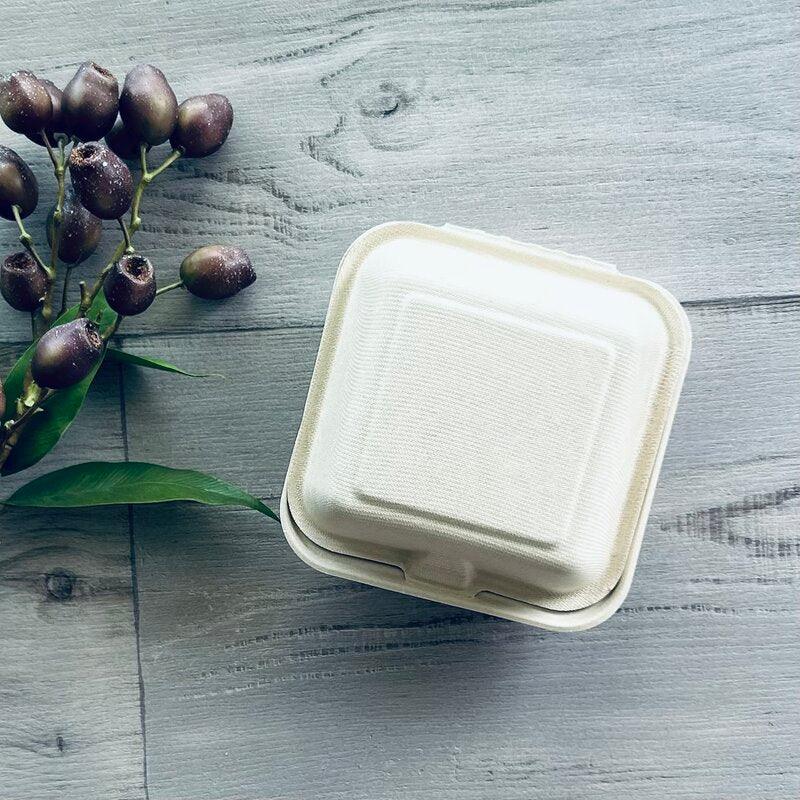 unbleached burger box clam closed single